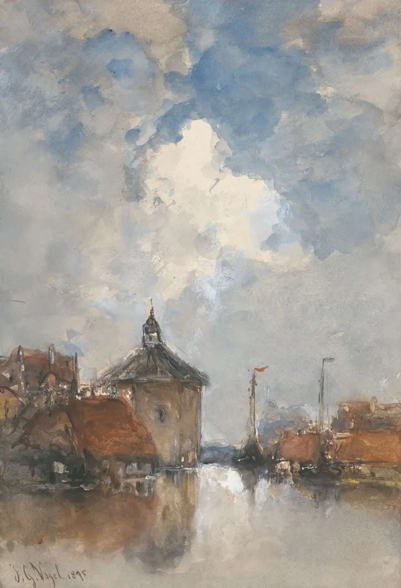 Havengezicht Met Schepen En Een Ronde Toren