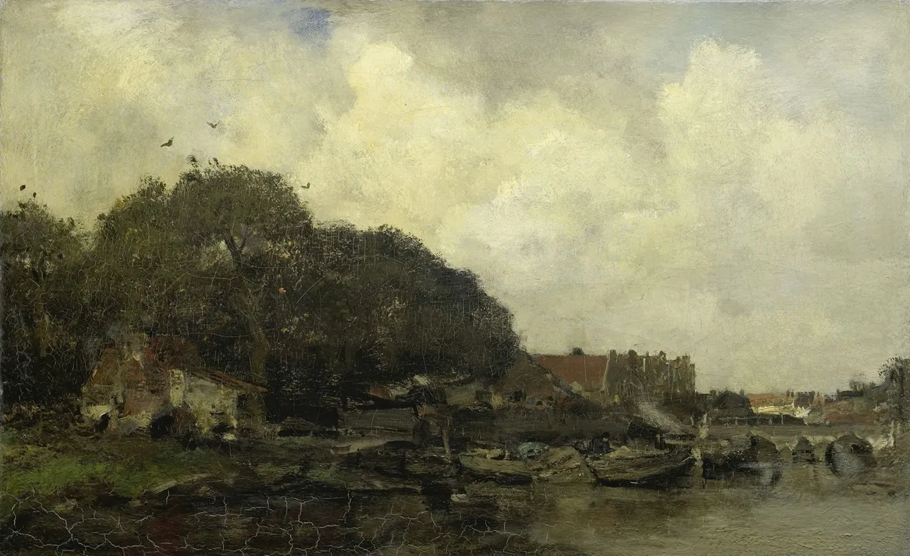 Havengezicht by Jacob Maris - Canvas Print