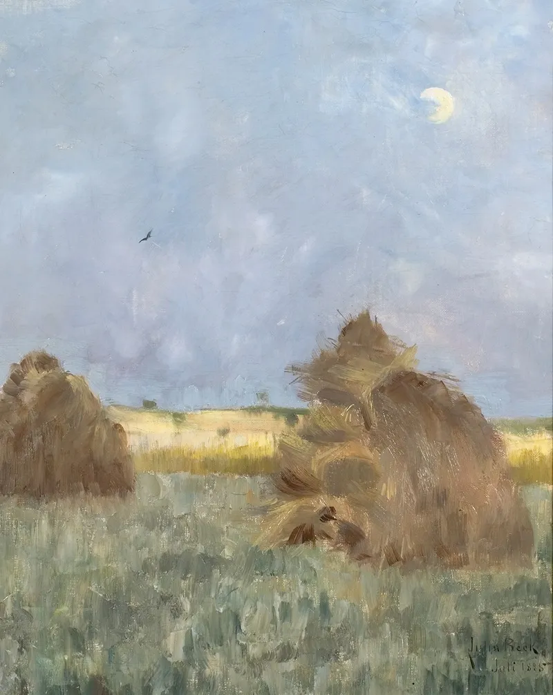 Hay Cocks By Moonlight