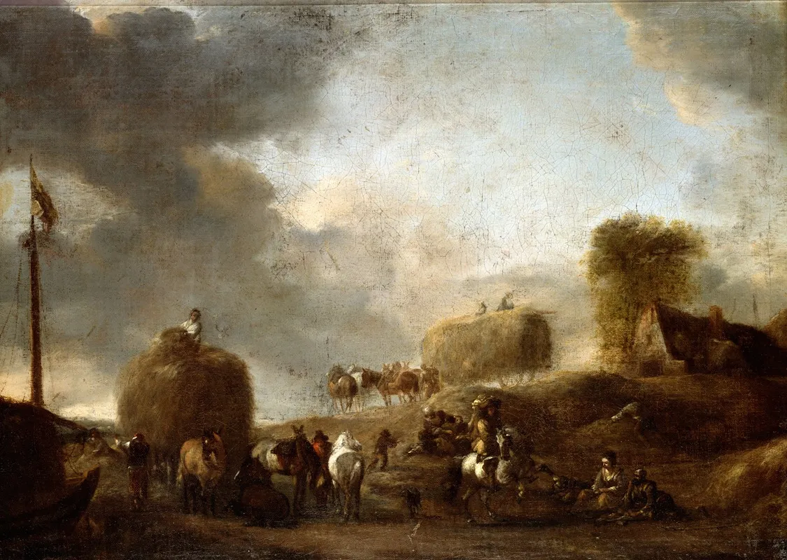 Hay Harvest by Philips Wouwerman - Canvas Print