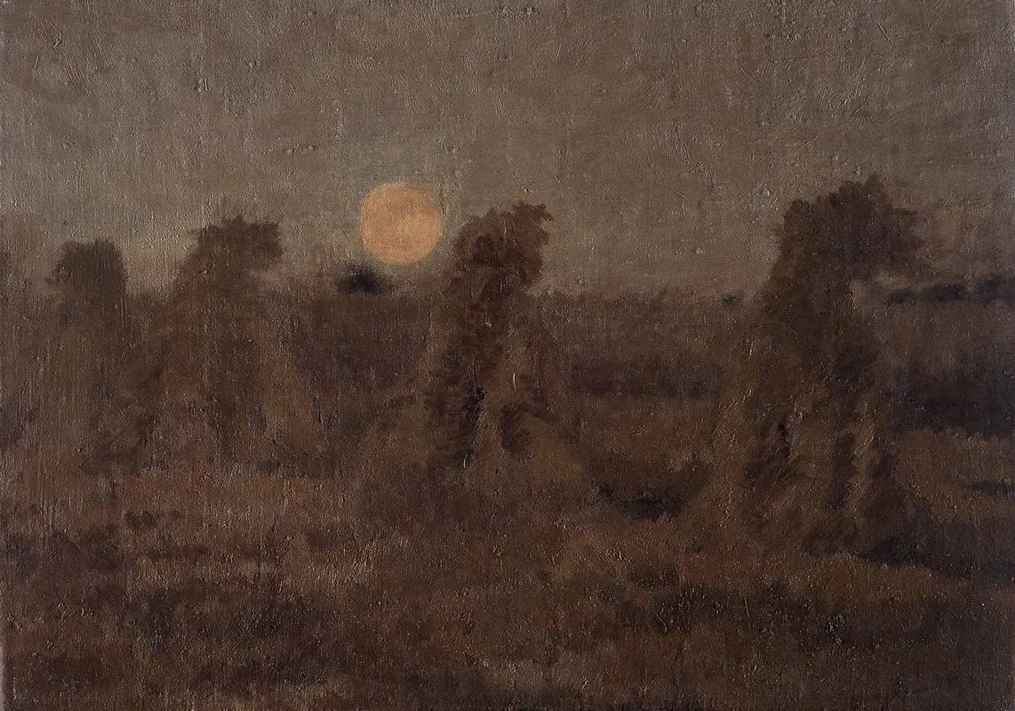 Haystacks By Night by Adrien-Joseph Heymans - Canvas Print