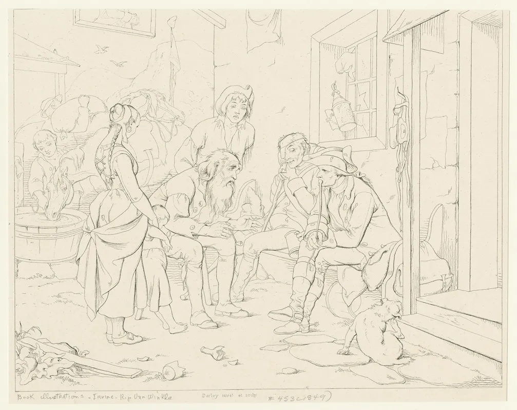 He Took His Place Once More On The Bench At The Inn Door 2 by Felix Octavius Carr Darley - Canvas Print