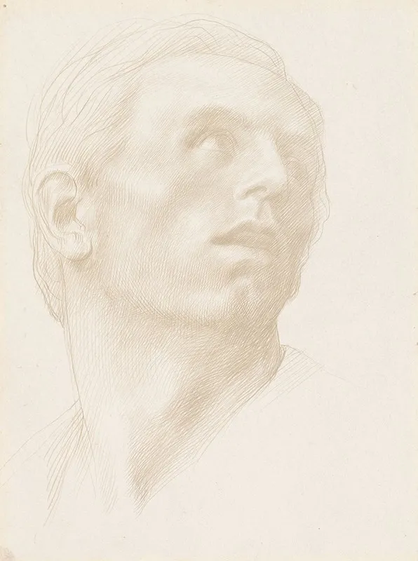 Head Of A Man Looking Up To The Right