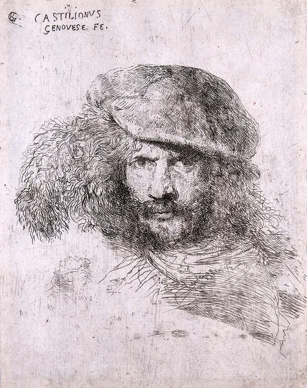 Head Of A Man Possibly A Self Portrait by Giovanni Benedetto Castiglione - Canvas Print