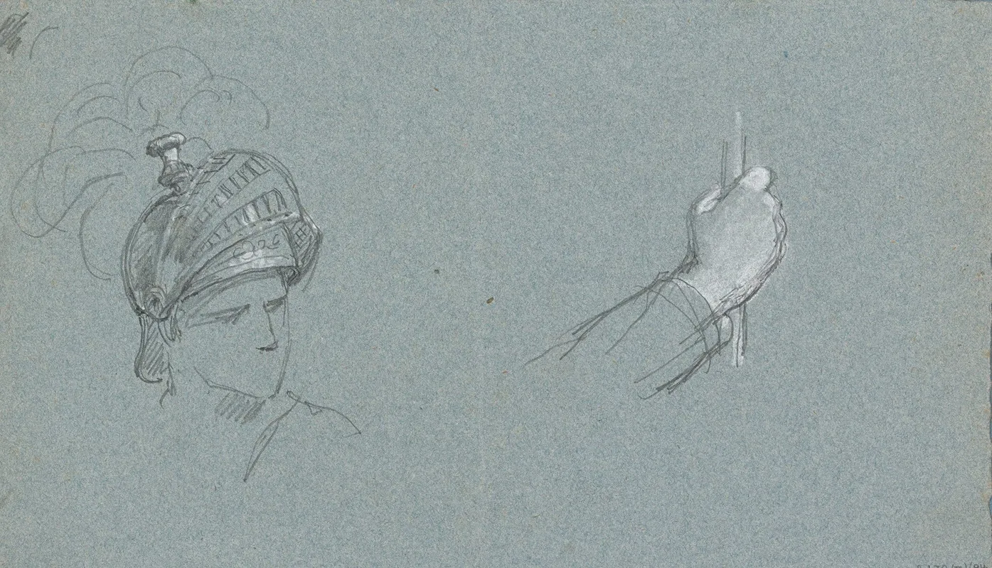 Head Of A Man With Helmet And Hand