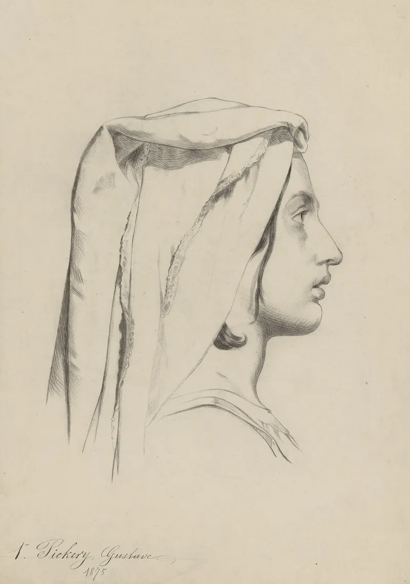 Head Of A Woman With Headscarf by Gustaaf Pickery  - Canvas Print