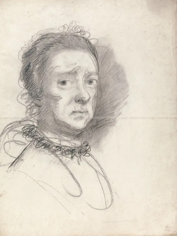 Head Of An Elderly Lady Studies From Raphaels Disputation