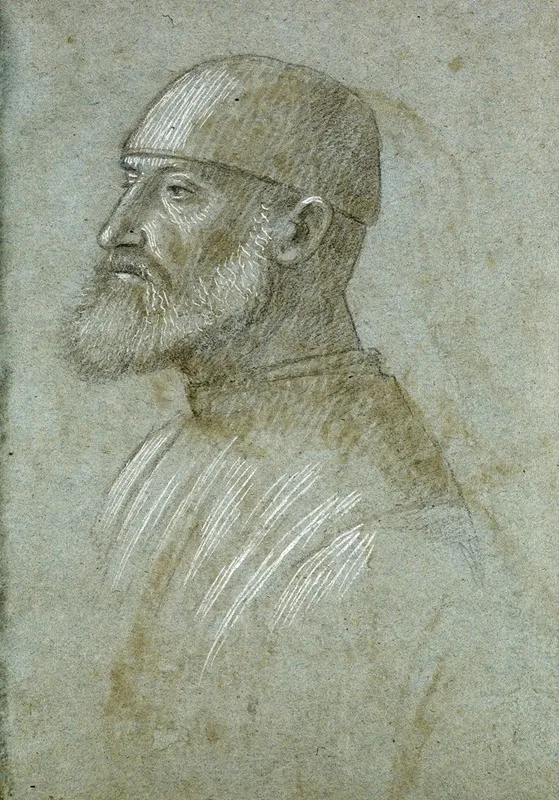 Head Of Bearded Man Wearing A Cap In Profile To The Left by Vittore Carpaccio - Canvas Print