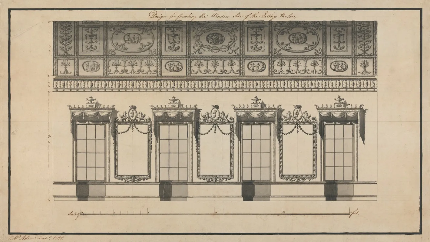 Headfort House Ireland Elevation Of The Eating Parlor 2 by Robert Adam - Canvas Print