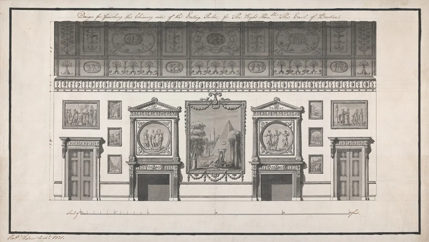 Headfort House Ireland Elevation Of The Eating Parlor 3 by Robert Adam - Canvas Print