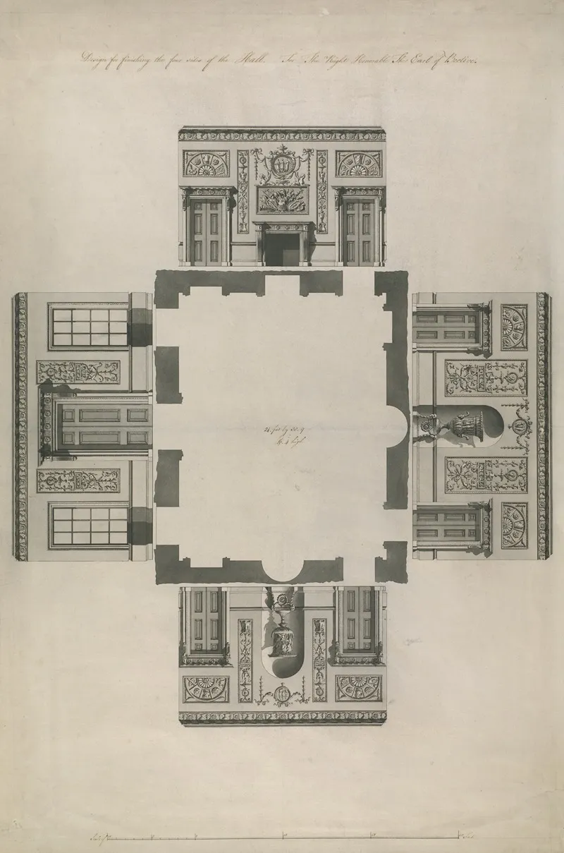 Headfort House Ireland Elevations Of The Front Hall by Robert Adam - Canvas Print