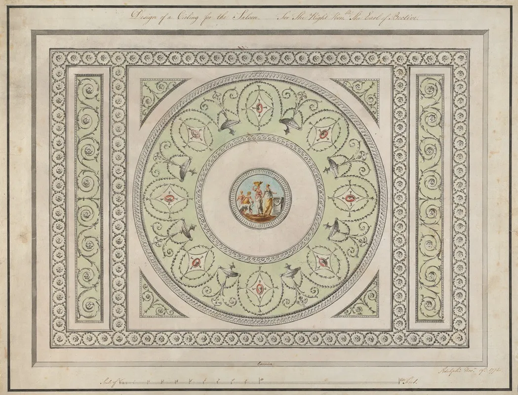 Headfort House Ireland Saloon Ceiling by Robert Adam - Canvas Print