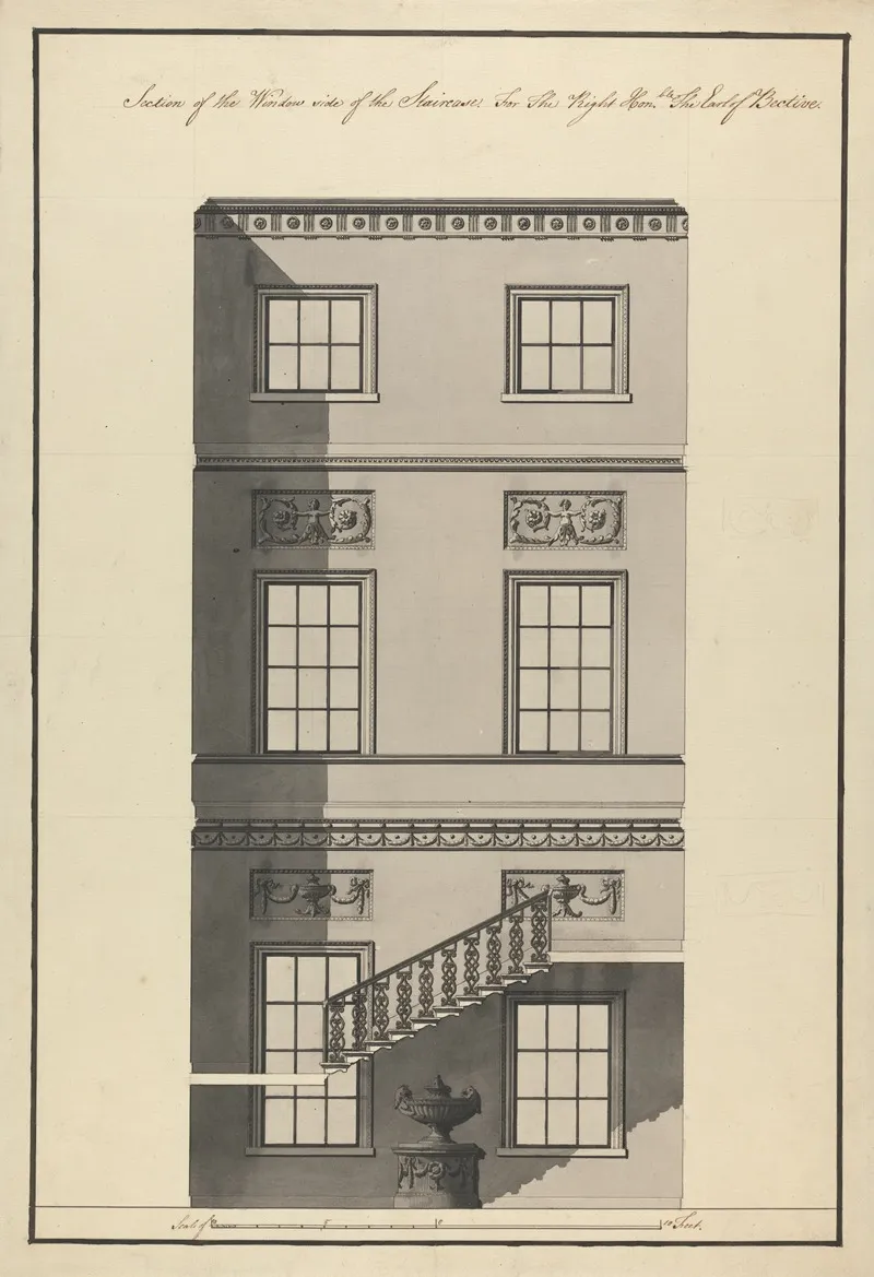 Headfort House Ireland Section Of The Staircase 4 by Robert Adam - Canvas Print
