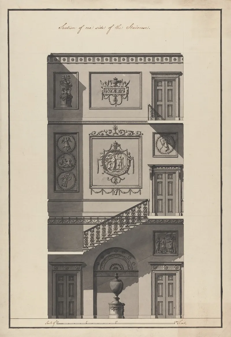Headfort House Ireland Section Of The Staircase by Robert Adam - Canvas Print