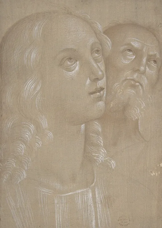 Heads Of Two Saints by Follower of Pietro Perugino - Canvas Print