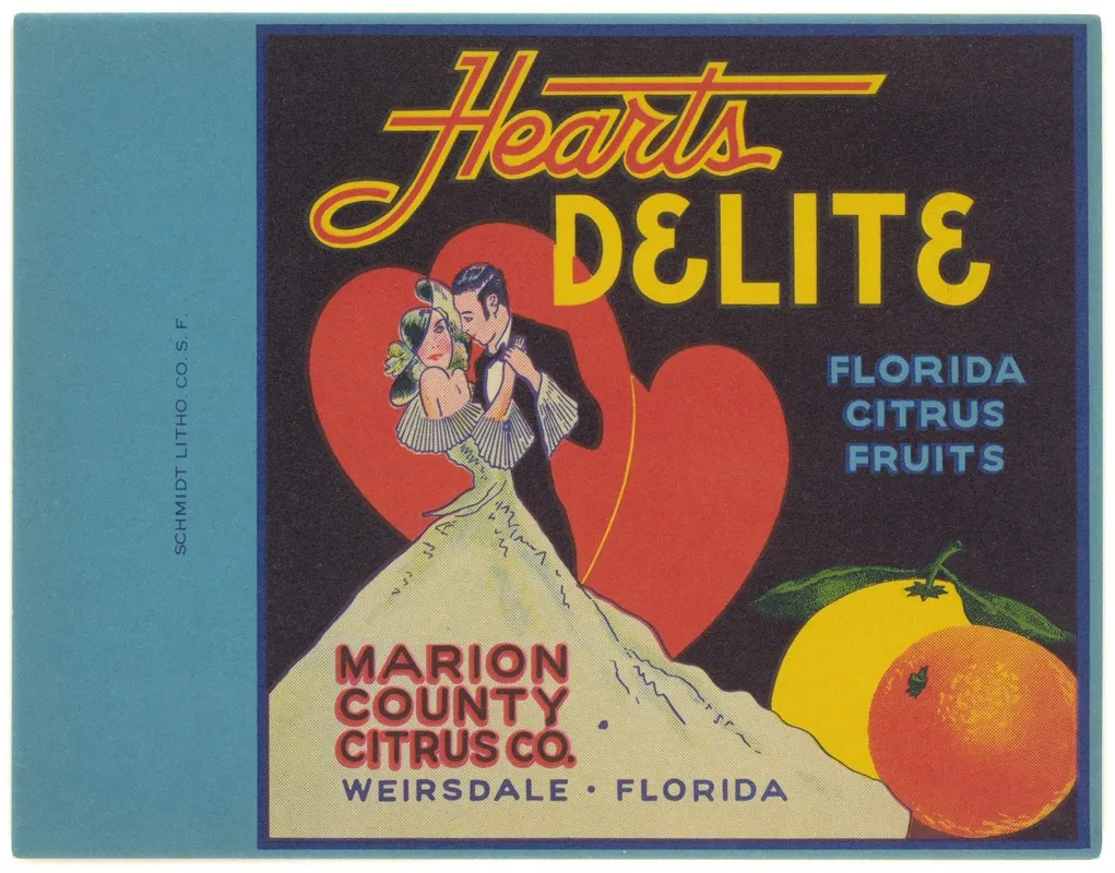 Hearts Delite Florida Citrus Fruit Label