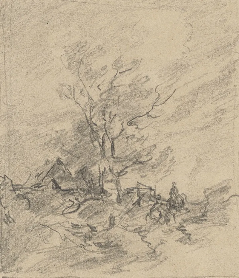 Heimkehrende Figuren In Windiger Landschaft