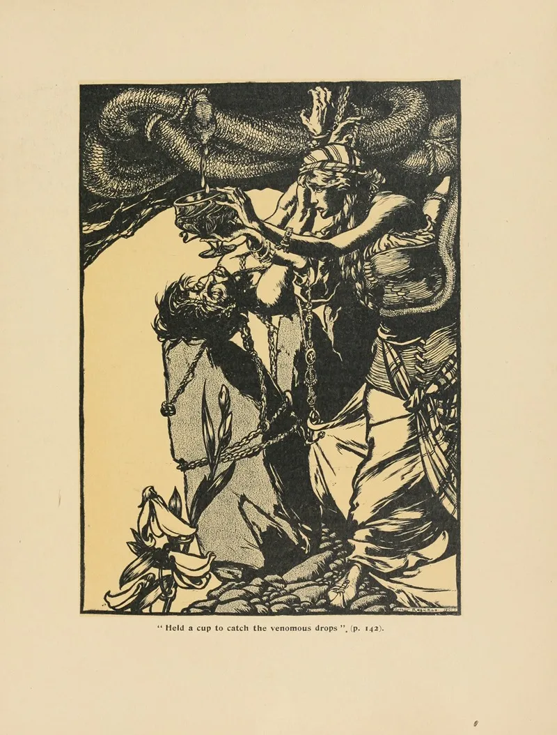 Held A Cup To Catch The Venomous Drops by Arthur Rackham - Canvas Print