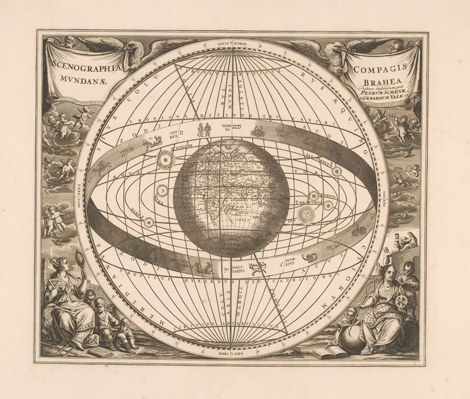 Hemelkaart Van Het Stelsel Van Brahe Scenographia Compagis Mundanae Brahea by Peter Schenk the Elder - Canvas Print
