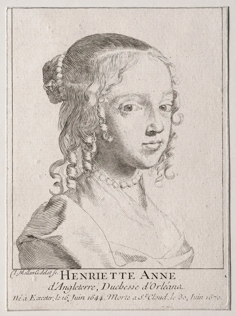 Henriette Marie Dangleterre Duchess Dorleans by Claude Mellan - Canvas Print