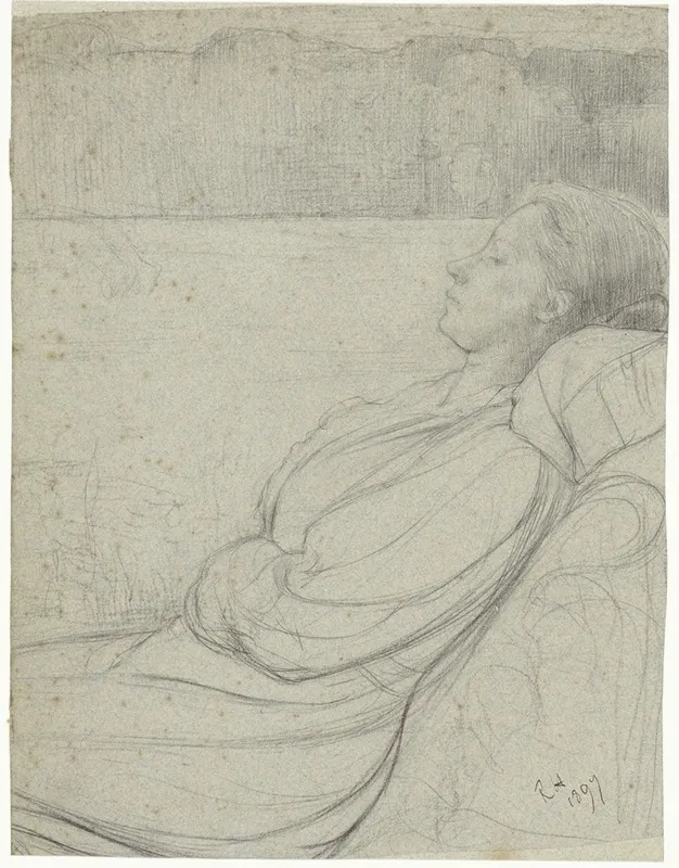 Henriette Roland Holst Van Der Schalk Liggend In Een Stoel