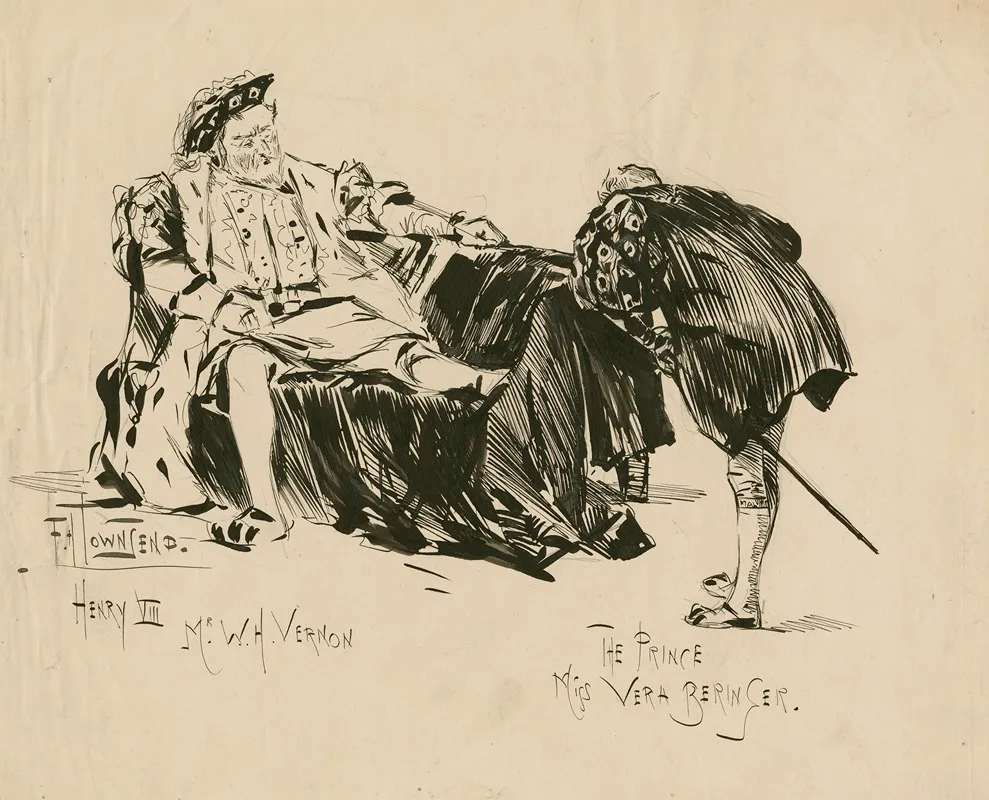 Henry Viii Played By Mr W H Vernon The Prince Played By Miss Vera Beringer by Frederick Henry Townsend - Canvas Print