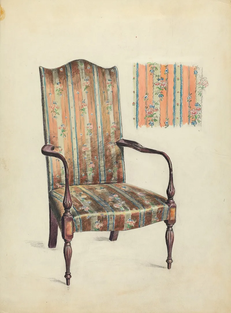 Hepplewhite Arm Chair by Elizabeth Curtis - Canvas Print