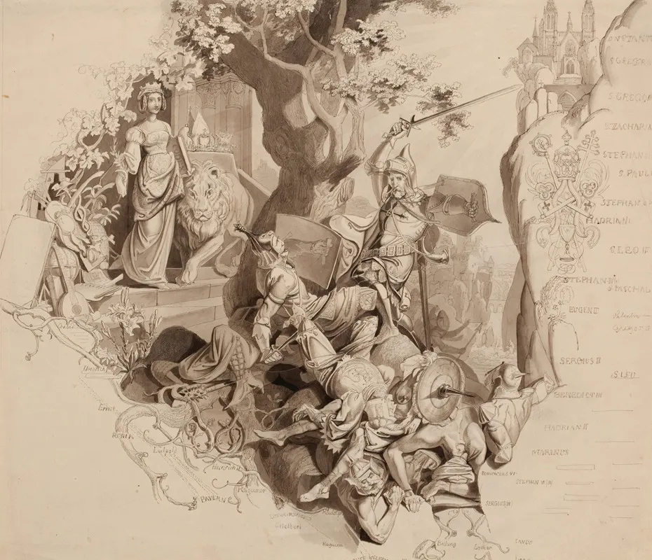 Heraldic Allegory Or Study For Ludwig Ii Mausoleum