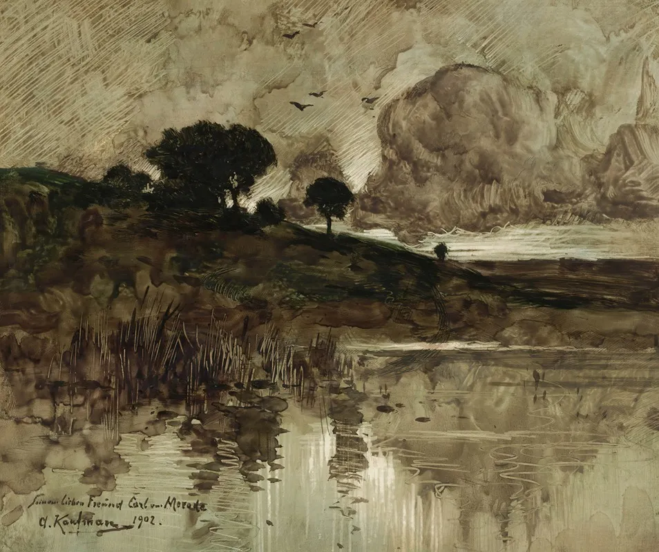 Herbstabend Am See by Adolf Kaufmann - Canvas Print