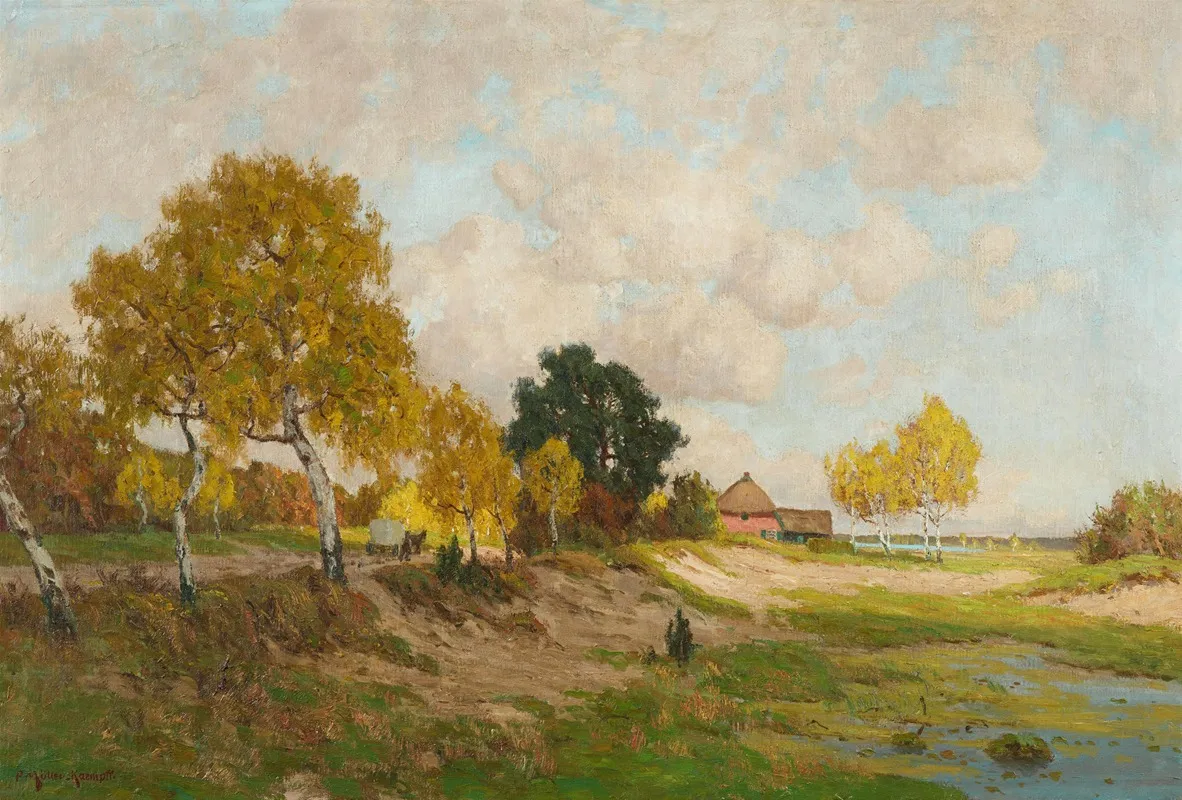 Herbstliche Landschaft Bei Ahrenshoop by Paul Müller-Kaempff - Canvas Print