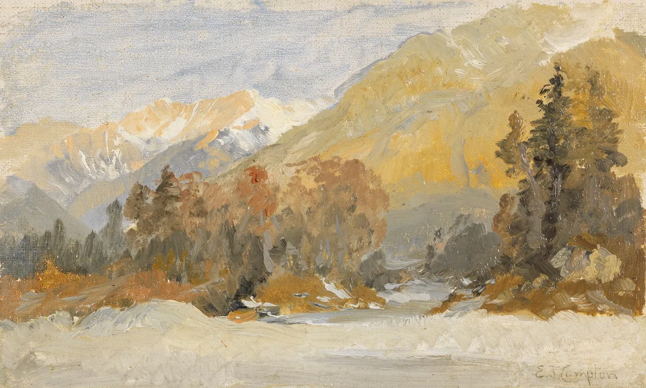 Herbstliche Voralpenlandschaft Studie by Edward Theodore Compton - Canvas Print