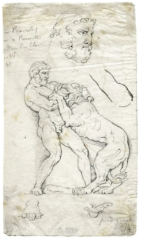 Hercules Fighting The Neen Lion by David Humbert de Superville - Canvas Print