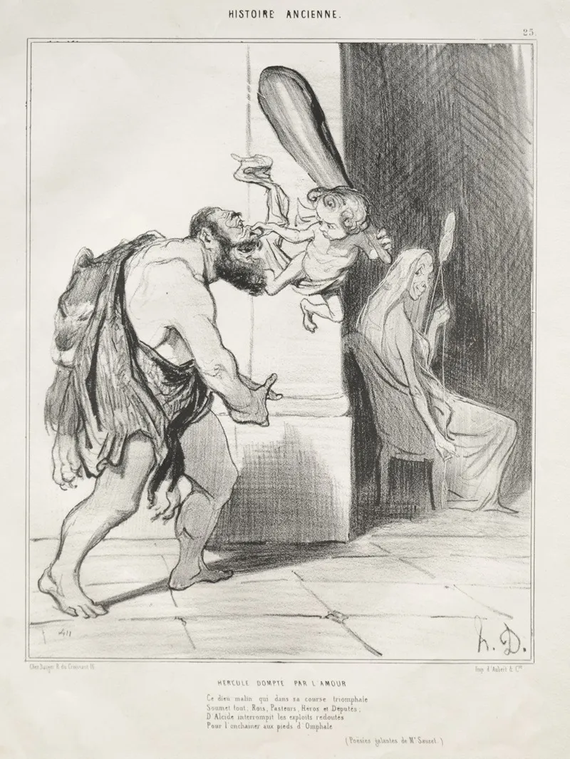 Hercules Tamed By Love by Honoré Daumier - Canvas Print