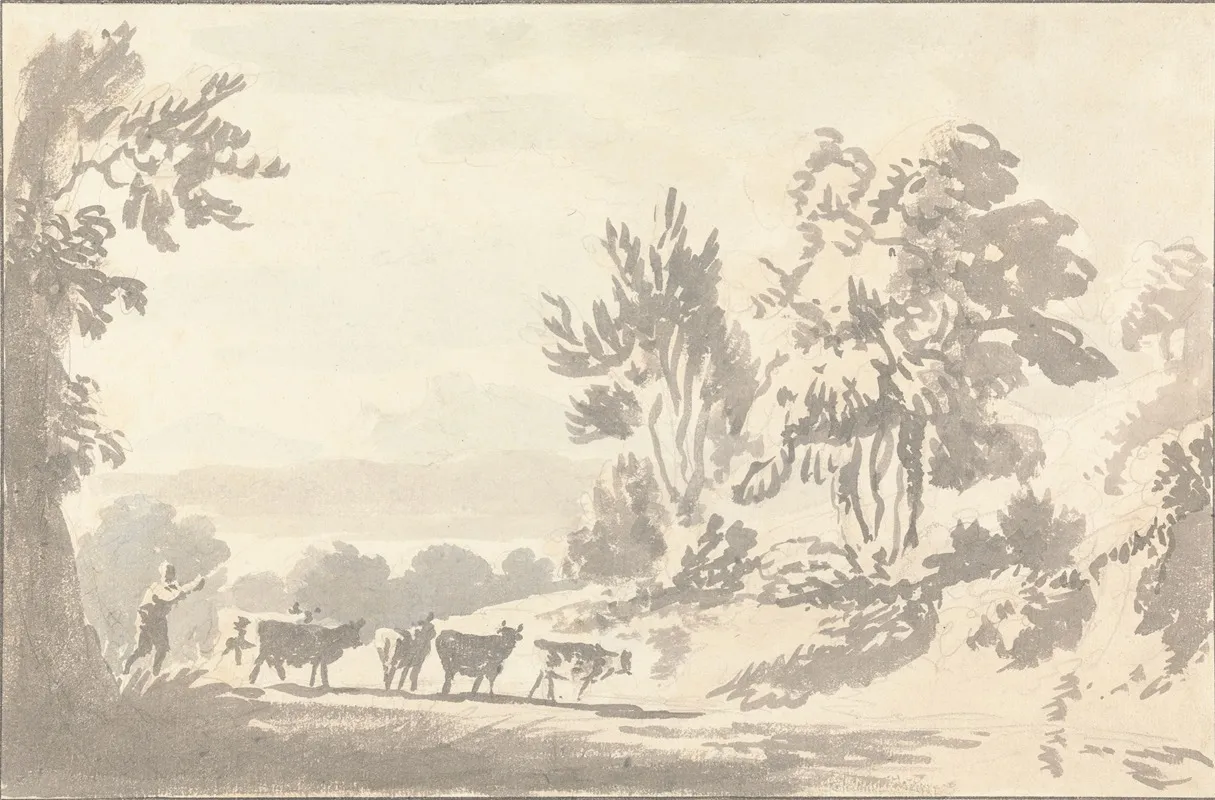 Herdsman Driving Cattle
