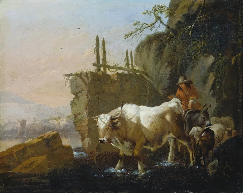 Herdsmen Driving Cattle Through A Ford 2