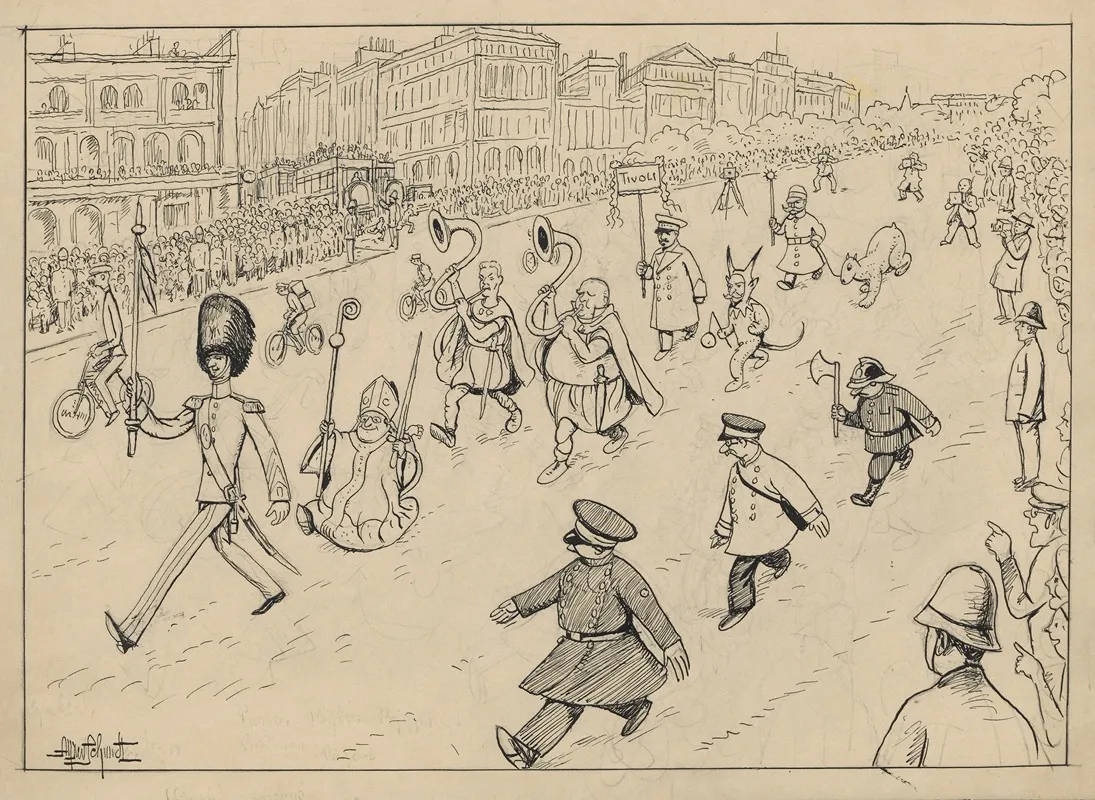 Here Come The Danish Mayors by Alfred Schmidt - Canvas Print