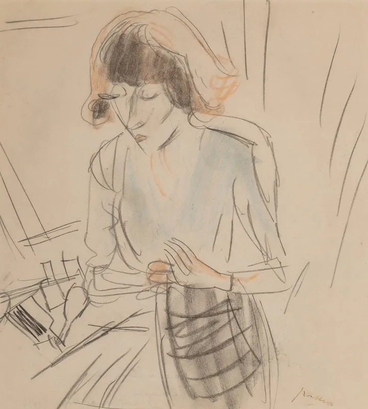 Hermine Blouse Bleue by Jules Pascin - Canvas Print