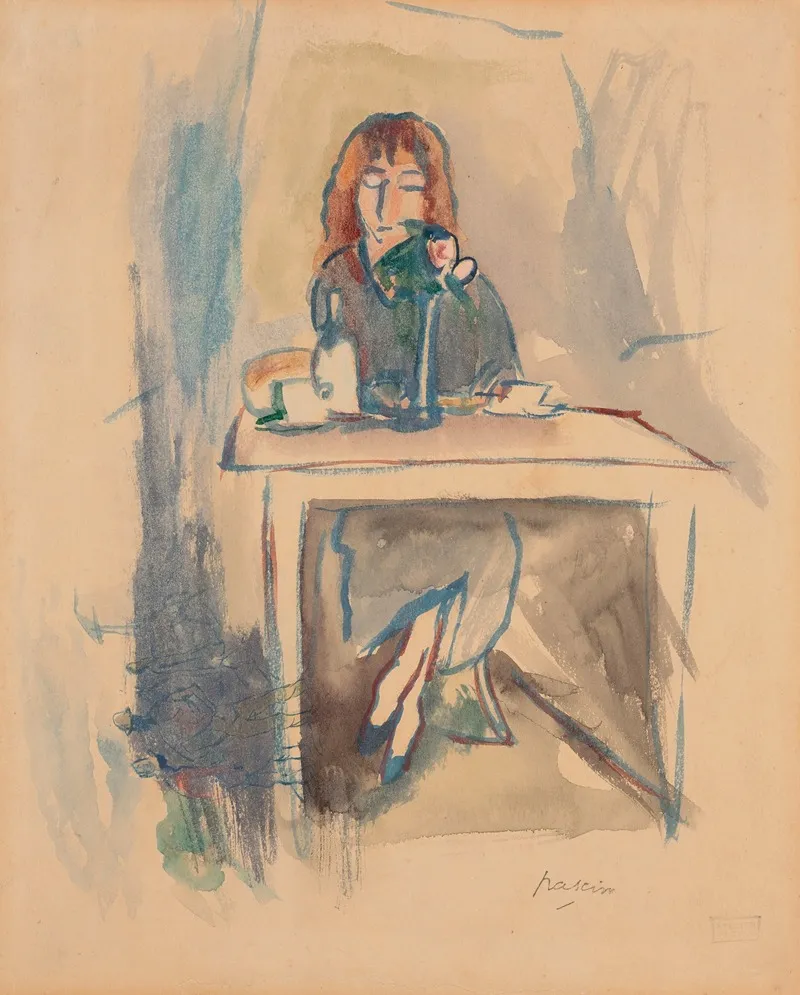 Hermine David A La Robe Bleue by Jules Pascin - Canvas Print