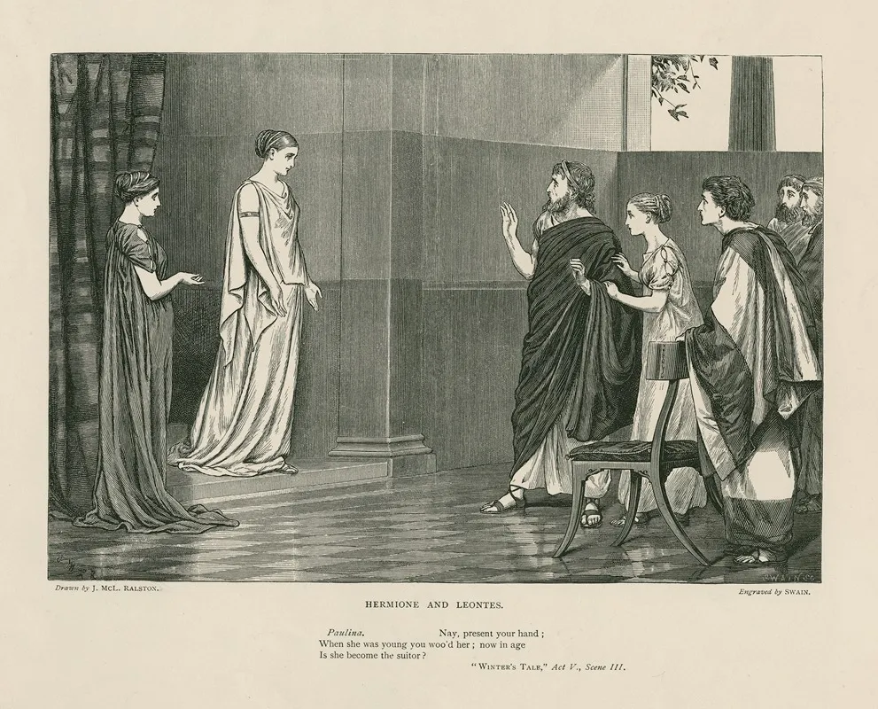 Hermione And Leontes Paulina Nay Present Your Hand Winters Tale Act V Scene Iii by Joseph Swain - Canvas Print