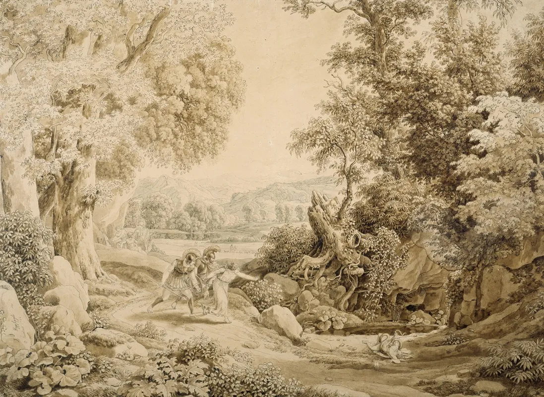 Heroische Landschaft Mit Dem Tod Des Opheltes Beim Zuge Der Sieben Gegen Theben
