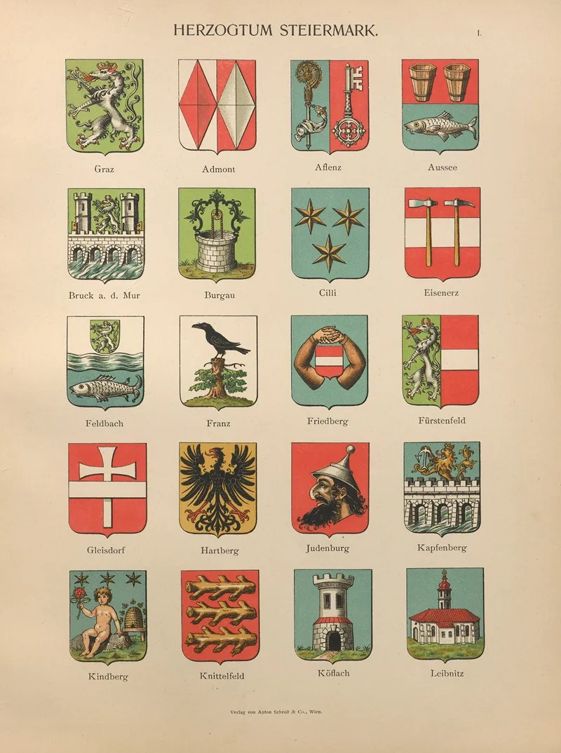 Herzogtum‎ ‎steiermark I by Hugo Gerhard Ströhl - Canvas Print