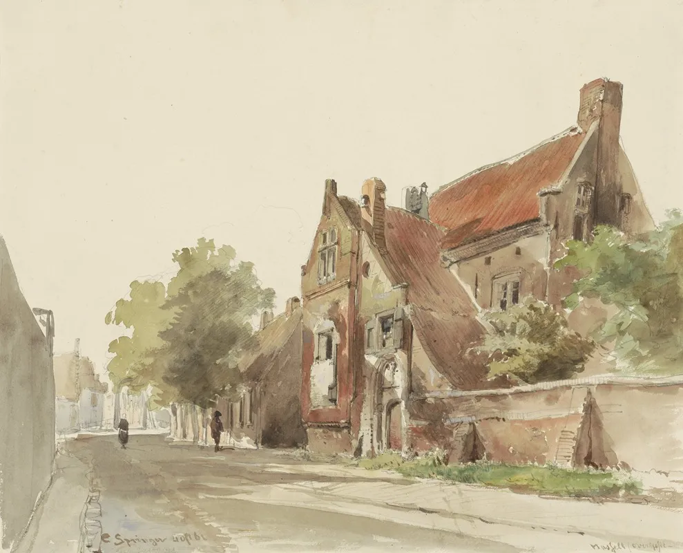 Het Oude Gasthuis Te Hasselt by Cornelis Springer - Canvas Print