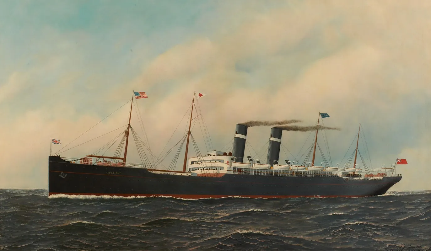 Het Passagiersstoomschip Vaderland by Antonio Jacobsen - Canvas Print