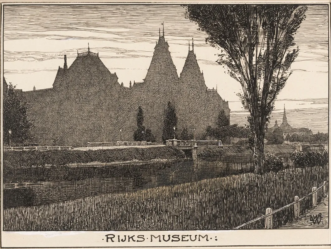 Het Rijksmuseum Te Amsterdam Vanaf De Stadhouderskade Gezien by Willem Wenckebach - Canvas Print
