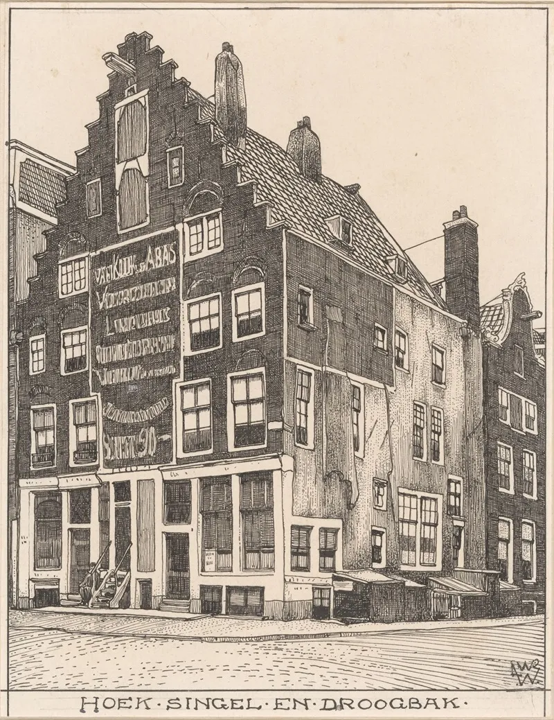 Het Spaanse Huis Op Hoek Singel En Droogbak Te Amsterdam by Willem Wenckebach - Canvas Print