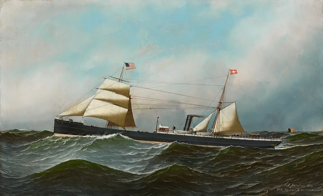 Het Stoomschip Met Hulpzeilvermogen Henry Edye Van De White Cross Line by Antonio Jacobsen - Canvas Print