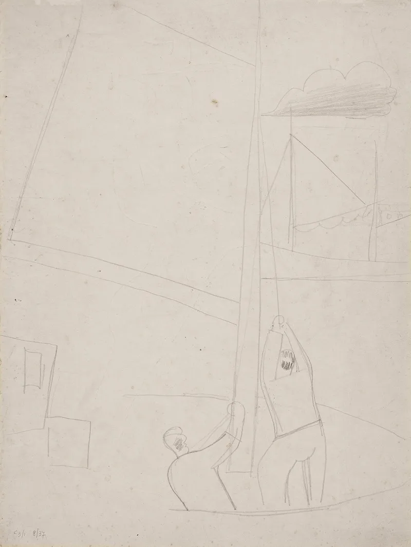 Het Zeil Hijsen by Jean Brusselmans - Canvas Print