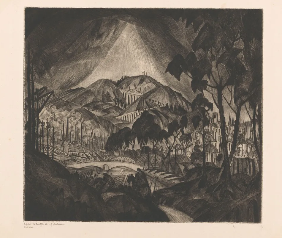 Heuvellandschap Met Industrie by Lodewijk Schelfhout - Canvas Print