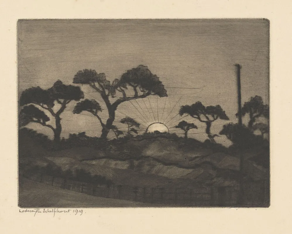 Heuvellandschap Met Sparren by Lodewijk Schelfhout - Canvas Print