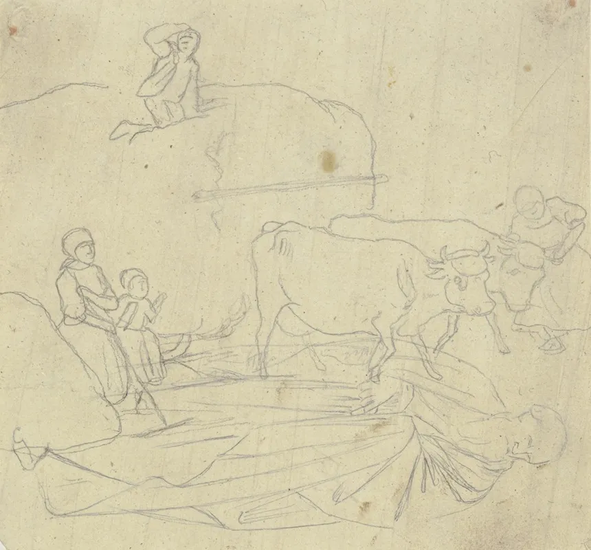 Heuwagen Und Bartige Gewandfigur Eines Heiligen
